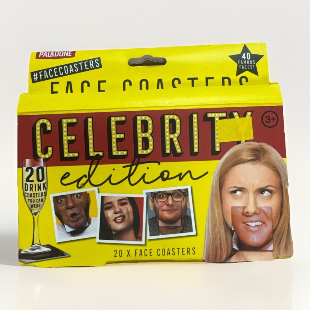 Paladone Face Coasters Celebrity Edition 20 Drink Coasters 40 Famous Faces New